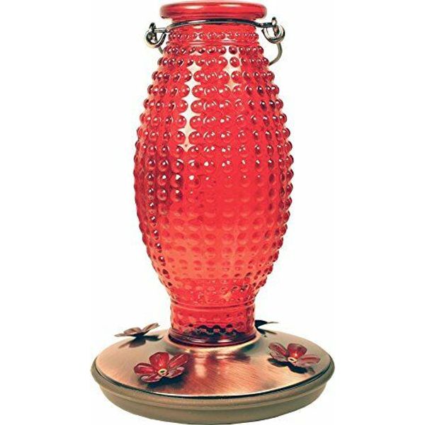 Perky-Pet 8130-2 Red Hobnail Vintage-Style Glass Hummingbird Nectar Feeder