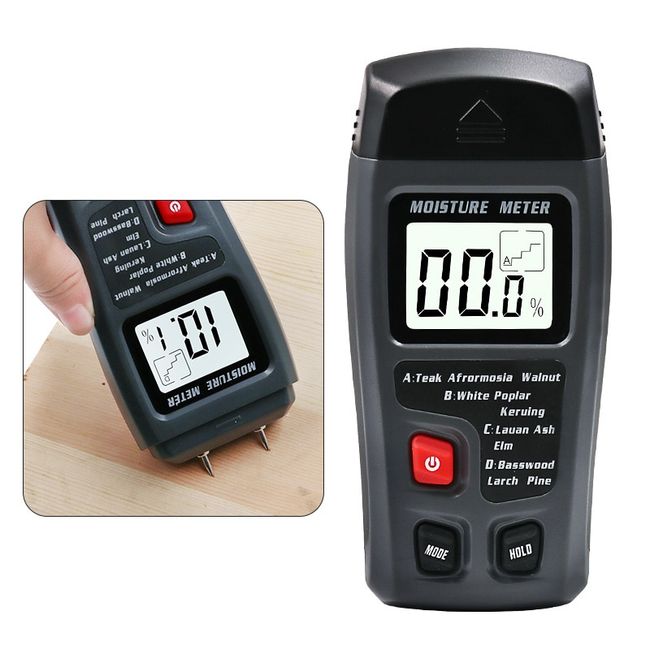 Digital Wood Moisture Meter Two Pins Humidity Tester 0-99.9% Hygrometer  Timber