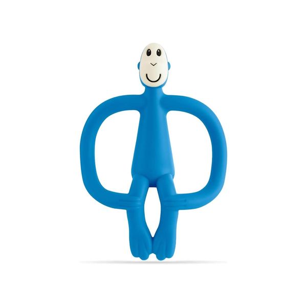 Matchstick Monkey, Original Teether & Gel Applicator, Antimicrobial Silicone Teething Toys for Baby, Easy to Grip, BPA Free, 3 Months Old+, 10.5 cm, Blue Monkey