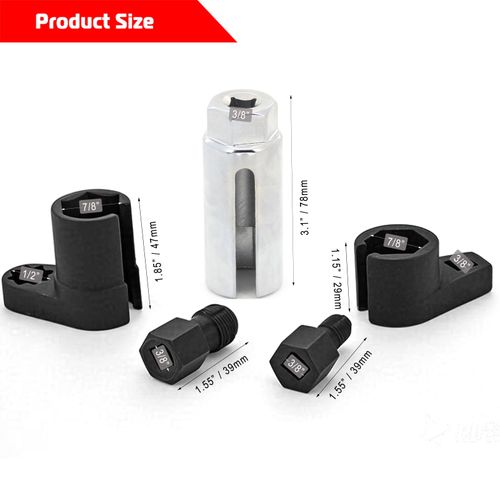 A ABIGAIL 5 PCS Automotive O2 Oxygen Sensor Socket Offset 02 sensor Wrench Remover Tool and Thread Chaser Tool