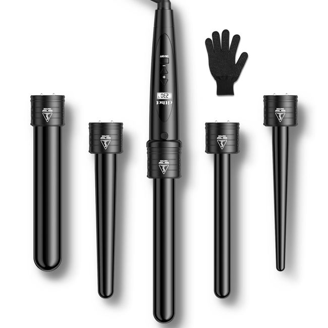 Lockenstab 5 in 1 mit Verschiedenen Aufsätzen Lockenwickler Set Große und Kleine Locken Keramikbeschichtung Curling Iron Welleneisen Kit mit Handschuhe