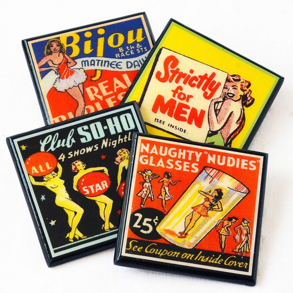 Vintage Burlesque Matchbook Cover Coaster Set