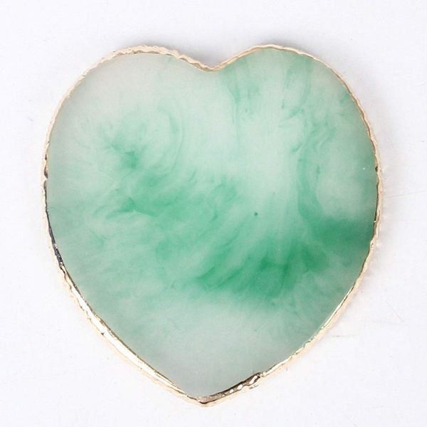 AKOAK 1 Pack Nail Heart Shape Resin Palette Agate Golden Edge Palette Crystal Edge Shooting Prop Palette Works Display Board Tools (Green)