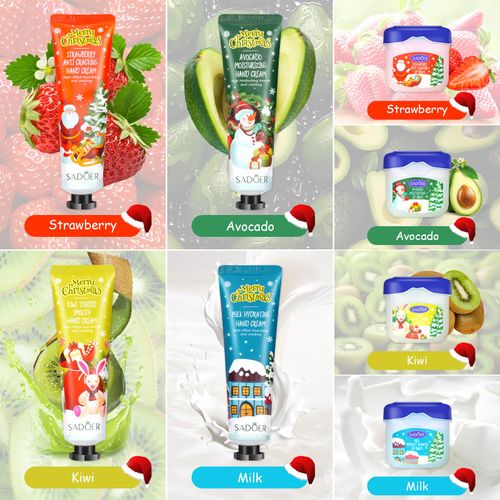 Set da regalo, 4 confezioni da mini crema per le mani, piccolo ringraziamento, per le mani, i piedi, idratante, regalo di Natale, per le mani molto asciutte, con 4 balsami per le labbra