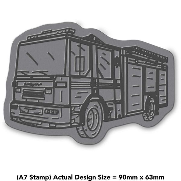 'Fire Engine' Rubber Stamp - Unmounted Design for Crafting & Scrapbooking, A7 (RS00035798)