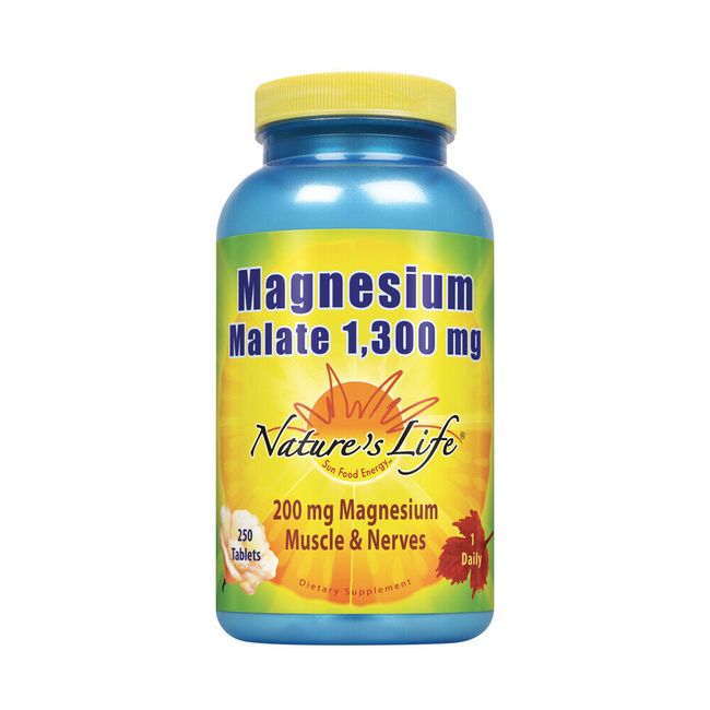 Nature's Life Magnesium Malate 1300mg | Non-GMO | 250 Ct