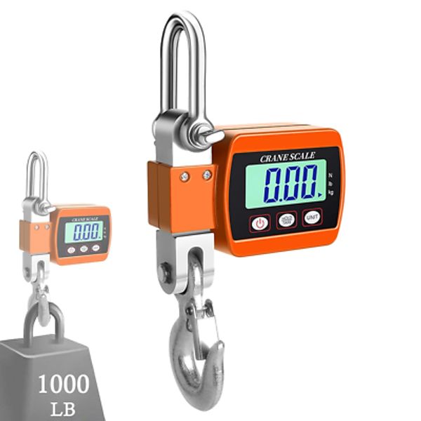 Hanging Scale,  Digital Crane Scale 1000Lbs, Heavy Duty Crane Scale 500Kg LCD Ba