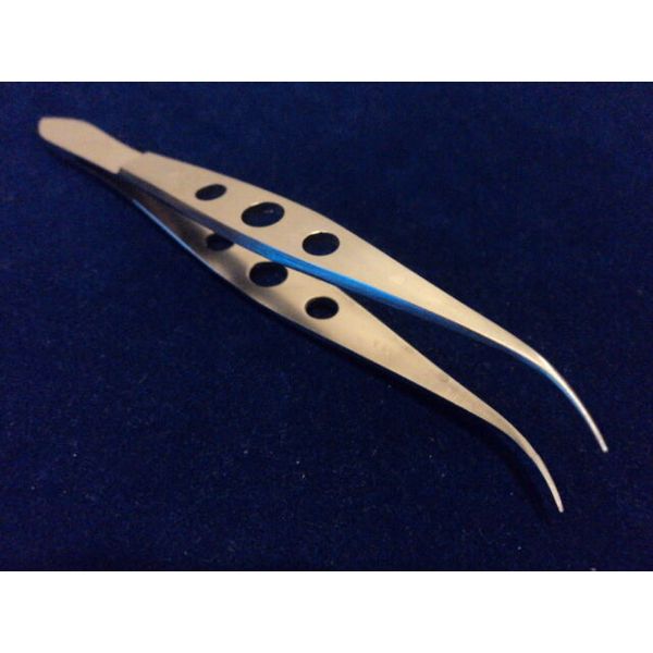 FINE TIP SUTURE OPHTHALMIC MICRO FORCEPS W/ TYING PLATFORM SMOOTH CURVED JAWS