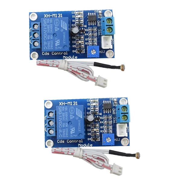 HiLetgo 2pcs 12V Photoresistor Sensor Relay Module Car Light Automatic Control Switch with Cable