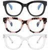 ZXYOO Oversized Reading Glasses for Women,3 Pack Blue Light Blocking Computer Spring hinge Readers +2.5