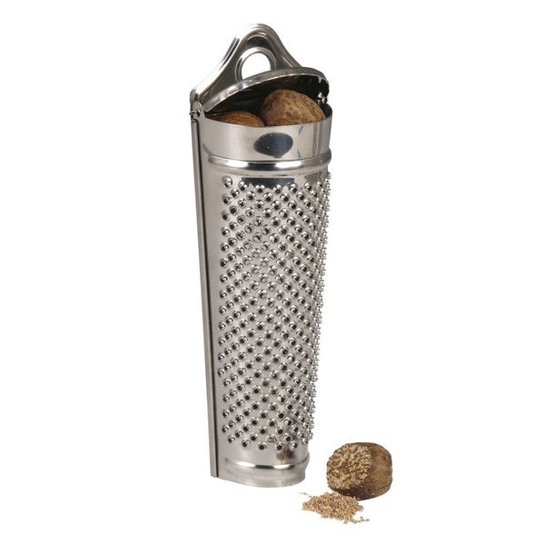 KitchenCraft KCNUTMEG Spice / Nutmeg Grater with Container, Stainless Steel, Silver