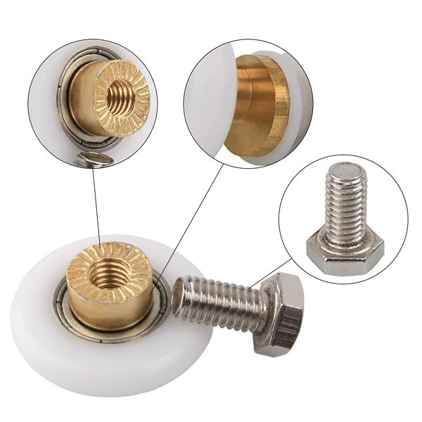 Qikuver Shower Door Roller, 4 Sets Shower Door Rollers Runners 25mm Diameter Bathroom Twin Wheels Pulleys Top and Bottom Replacement Parts (25MM)