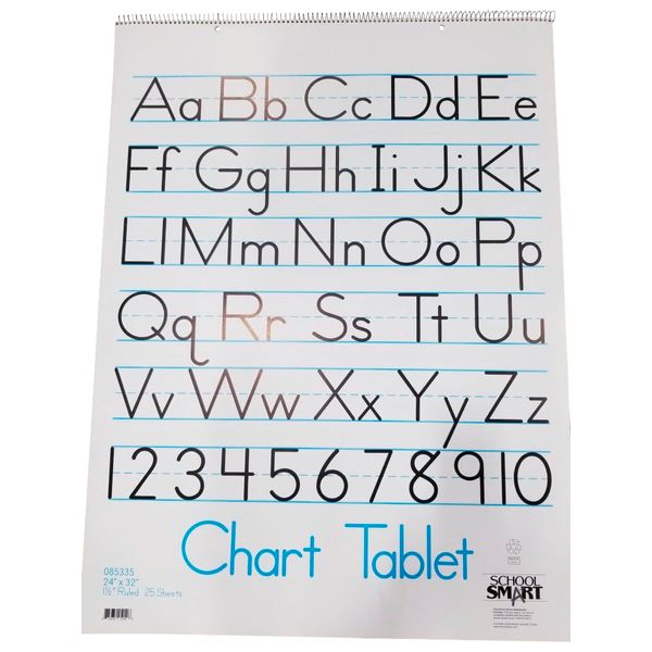 School Smart Chart Tablet, 24 x 32 Inches, 1-1/2 Inch Ruling, 1/2 Inch Skip Line, 25 Sheets, Cover may vary