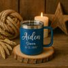 Personalized 15oz Powder Coated Mug with Lid Custom Engraved (Teal)