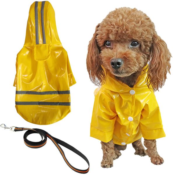 TYXHXTF Dog Raincoat, Dog Hooded Waterproof Rain Jacket, Pet Lightweight Rain Jacket Dog Rain Poncho With Reflective Strip Harness Hole Four Legs, For Small to Medium Dog