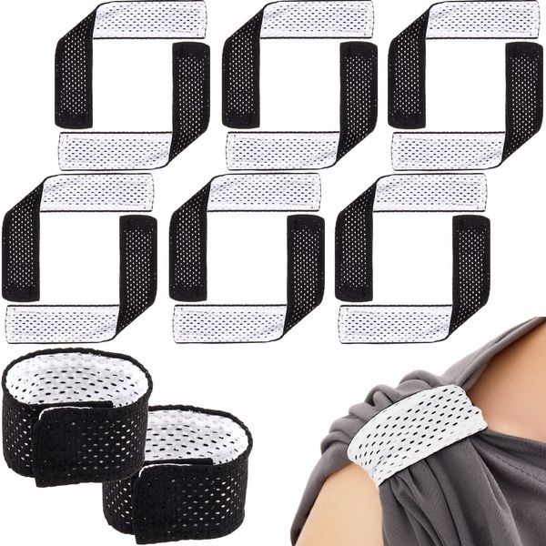 Amylove 8 Pairs Jersey Sleeve Bands, Soccer Sleeve Holders Sleeve Ties for Sports Shirts Sleeve Straps for Shirts Tshirt Men Women Baseball Softball and Other Sport Activity (Black, White)