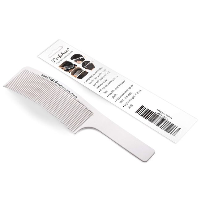 PERFEHAIR Curved Barber Clipper Comb, Flat Top Hair Cutting Comb for Men -White