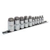 Hex Socket Bit Set 10pc Stubby 1/4", 3/8" & 1/2"Sq Drive
