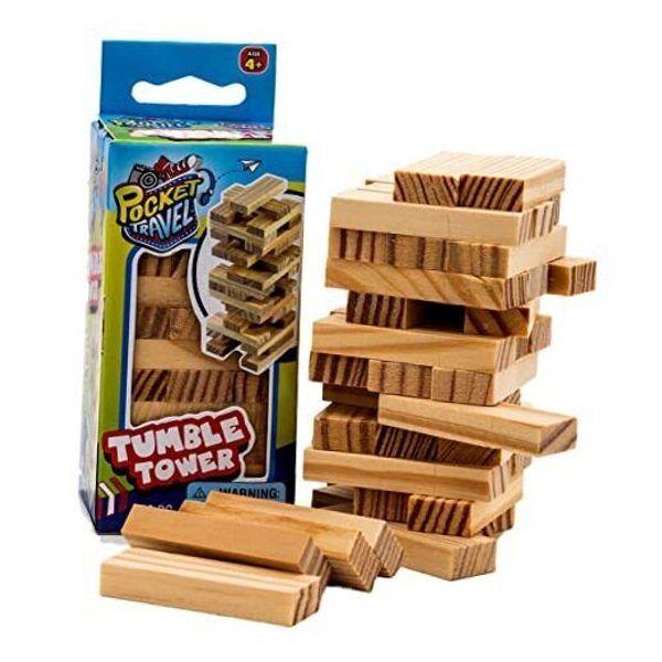 Mini Tumbling Tower Game (Tower Set) 4 Inch Small Size Wooden Blocks. 3