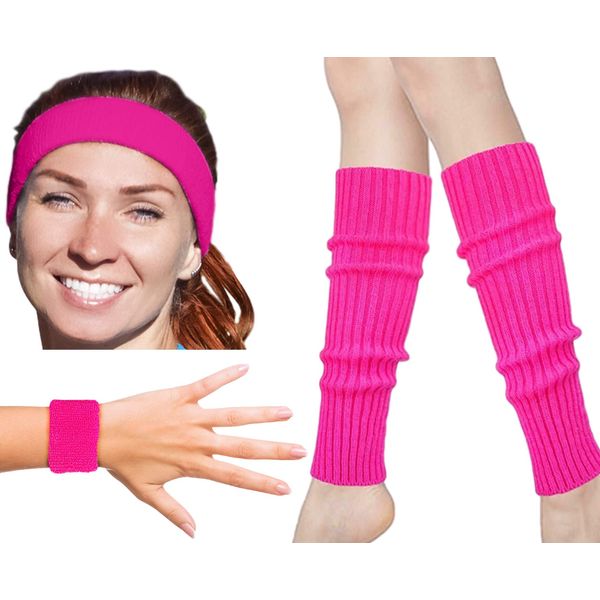 Zilo Novelties 80s Workout Costumes for Women | 80s Accessories For Women | 80s Leg Warmers Set (Pink)