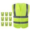 JSungo High Visibility Safety Vest 10 Pack, Yellow Reflective Vest with 2 Inch Hi vis Silver Strip, Construction Vest for Men & Women, Universal Size