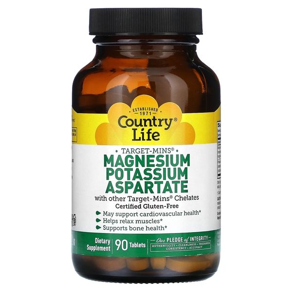 Country Life Target - Mince Magnesium Potassium Aspartate 90 Tablets, 180 Tablets