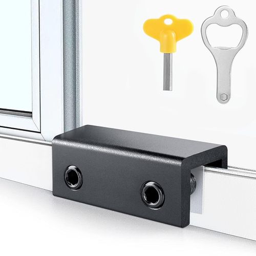 4 Pack Window Locks, Sliding Window Locks for Horizontal & Vertical Sliding Windows, Adjustable Security Window Lock with Key Sets for Patio Office Bedroom (Black)