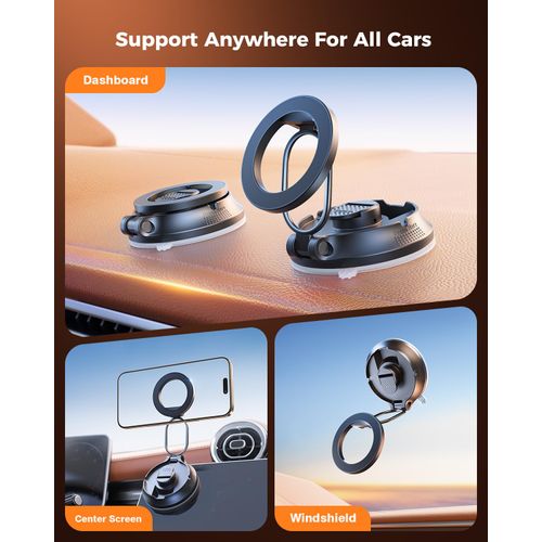 SUPERONE for Magsafe Car Mount [88LBS Powerful Suction] Magnetic Phone Holder for Car Dash Windshield, Suction Cup Phone Mount for iPhone 16 Pro Max Plus 15 14 13 12/Magsafe Case/All Car Models