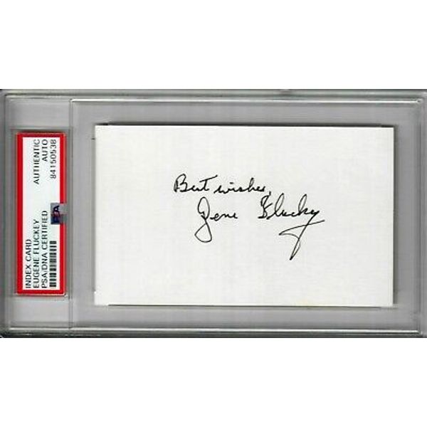 EUGENE FLUCKEY SIGNED INDEX CARD PSA DNA 84150538 (D) WWII MOH