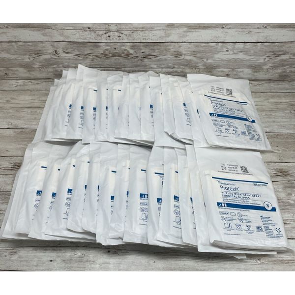 30 Pair Cardinal Health Protexis PI Blue w/Neu-Thera Surgical Gloves Size 8 5/25