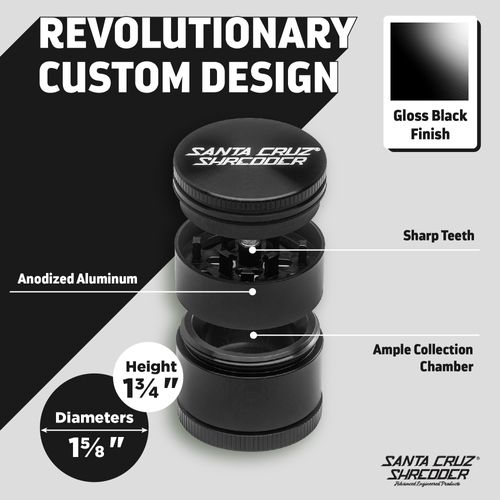 Santa Cruz Shredder Metal Spice Grinder Made in USA (Small (1.7 Inch), Black)