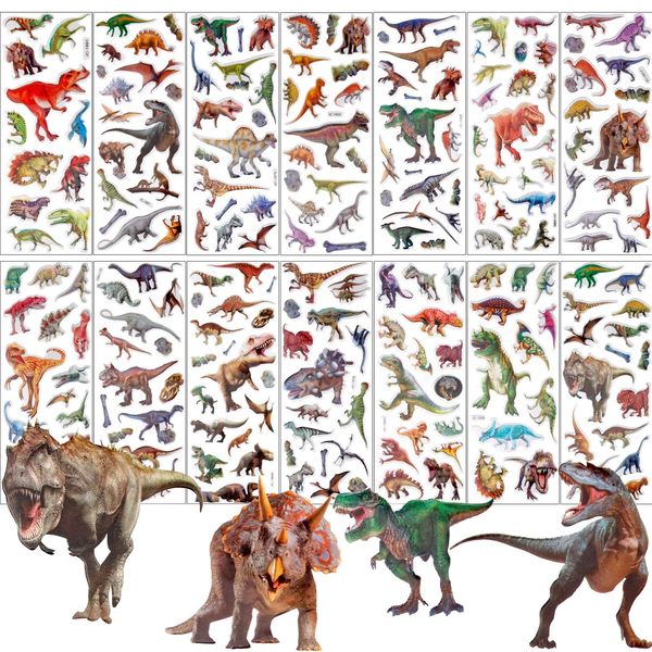 3D Dinosaur Stickers Set of 14 Cute Fluffy Stickers Plump Dinosaur Reward Stickers Cute Stylish DIY Calendar Notebook Wall Bicycle Refrigerator Decoration Stickers