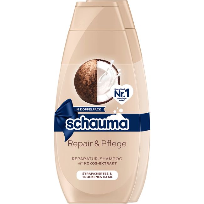 Schwarzkopf Schauma Shampoo Repair & Pflege (2 x 400 ml), Haarshampoo sorgt für regeneriertes Haar und pflegt die Haarstruktur, Haarshampoo perfekt für strapazierte und trockene Spitzen