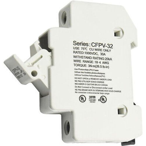 HQRP Solar Photovoltaic CFPV-32 10x38mm Fuse Holder, 1-32Amp, 1000VDC, Class gPV