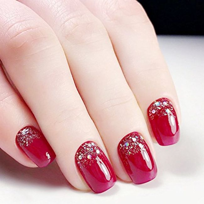 Red Nails. Nails with Rhinestones. Ballerina Nails. Acrylic Nails.