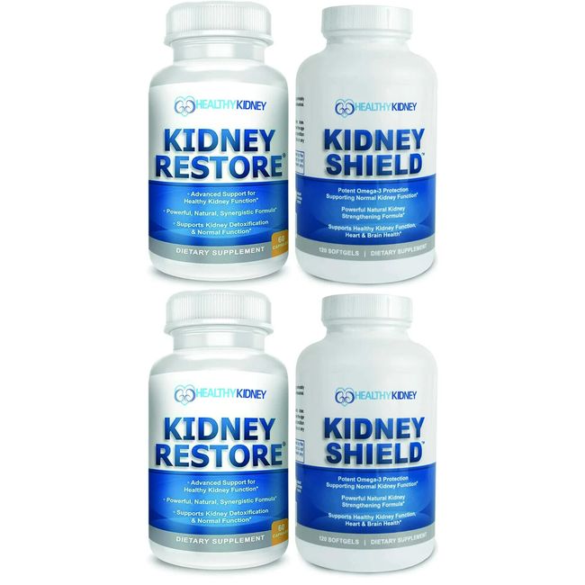 Healthy Kidney Kidney Shield Restore Double Bundle 4 Bottles