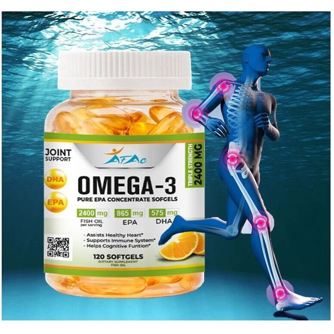 Potent, Joint support  Omega-3  2400 mg Deep Sea Fish Oil 120 EPA DHA PURE