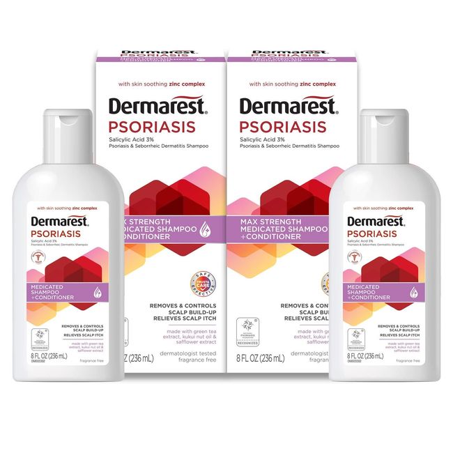 Dermarest Psoriasis Medicated Shampoo Plus Conditioner, 8 FL OZ  (2 Pack) USA