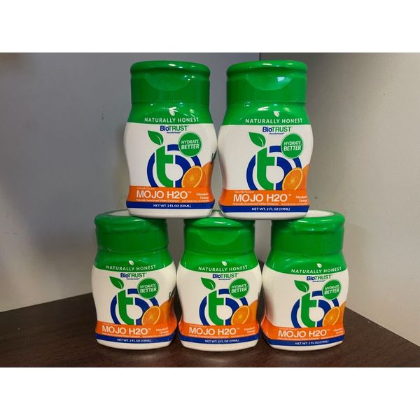 5x 2oz Biotrust Mojo H2O Mandarin Orange Flavored Water Enhancer Hydration 2/26