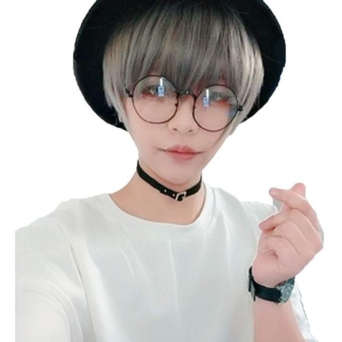 IOZO mens03 Men's Wig, Short, Full Wig, Medium, Black, Wig, Men's Clothing, Students, Interviews, Work, Gentleman, Disguise, Cosplay, T3-ash grey, Free Size