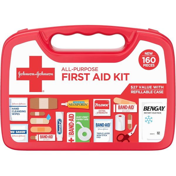 All-Purpose Portable Compact First Aid Kit for Minor Cuts, Scrapes, Sprains & Bu