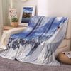 KnBoB Throw Blankets for Bed, Retro Pattern Blanket White Blue Snow Mountains Pattern Flannel Blanket 80×120CM