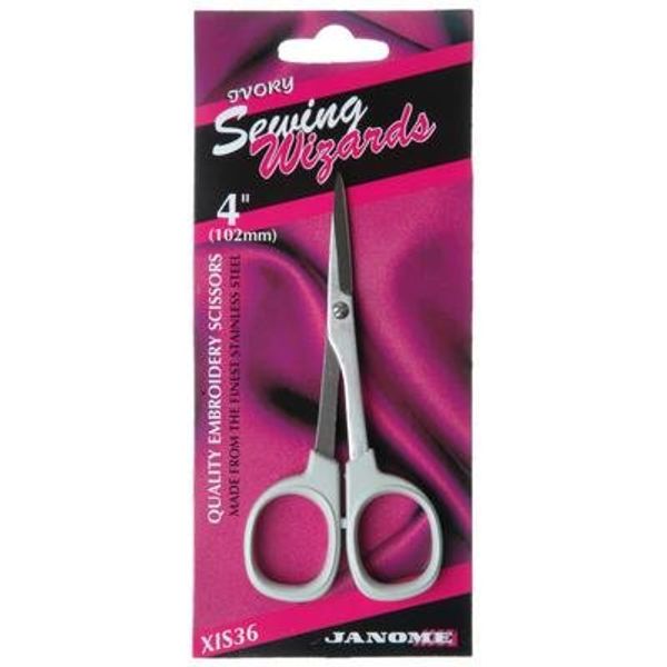 4" 10cm Janome Ivory Embroidery Sewing Scissors XIS36, Beige