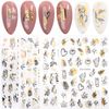 LANODO 9pcs Nail Stickers 3D Black Gold Art Multiple Styles DIY Nail Stickers Set Beautiful 2038