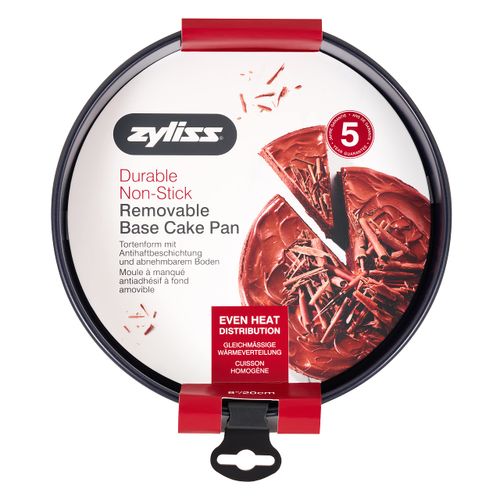Zyliss E980195 Non-Stick Loose Base Round Sandwich Tin | 20cm/8in | Carbon Steel | Dark Blue | Cake Tin/Baking Tin/Bakeware/Cake Mould | Dishwasher Safe | 5 Year Guarantee