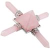 SUNYIK Stone Pyramid Energy Generator, Healing Crystal Point Four Directions Decoration for Reiki Balancing Meditation, Rose Quartz