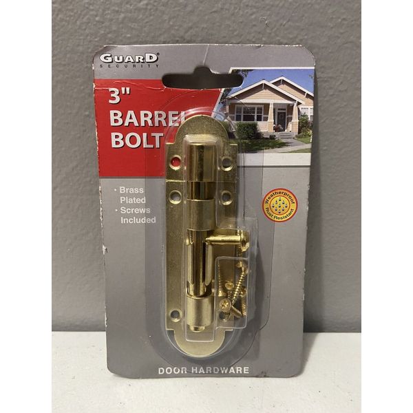 3" Barrel Bolt Brass Plated Screws Included Guard Security Door Hardware