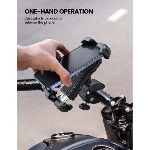 Lamicall Motorcycle Phone Mount, Bike Phone Holder - [Metal Lock] Upgrade Quick Install Handlebar Clip for Bicycle Scooter, Cell Phone Clamp for iPhone 16 15 14 Pro Max, Galaxy, 4.7-6.8" Phones