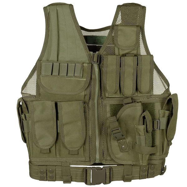 MFH USMC US Army Tactical Vest Paintball Tactical Vest Combat Vest Modular System Many Colours, OD Green