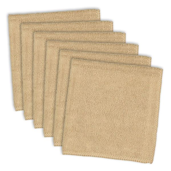 DII Cleaning Collection Soft Highly Absorbent Microfiber, Dishcloth Set, 12x12, Taupe, 6 Piece